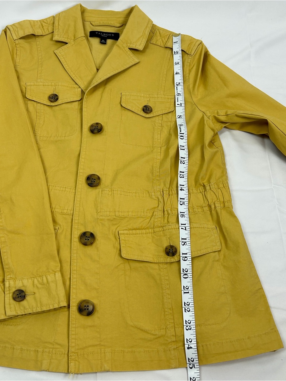 Talbots Stretch Canvas Button Front Lightweight Chore Jacket w/ Drawstring Waist - Picture 10 of 11